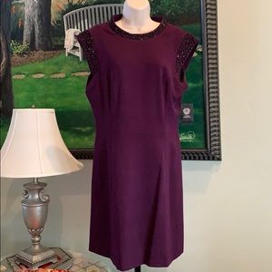 Vince Camuto NWT Eggplant Black Bead Dress, Size 14